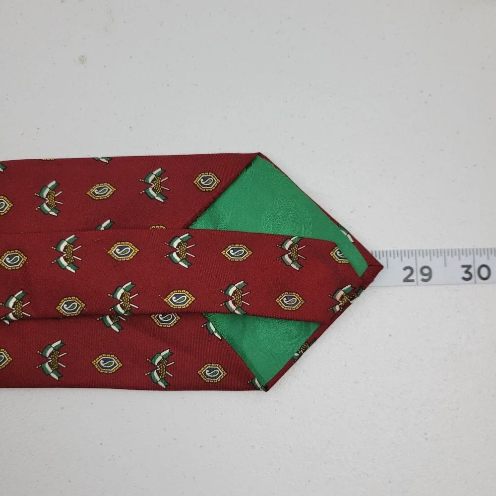 Tommy Hilfiger Vintage Tie red Silk USA Italian geometric flag 57